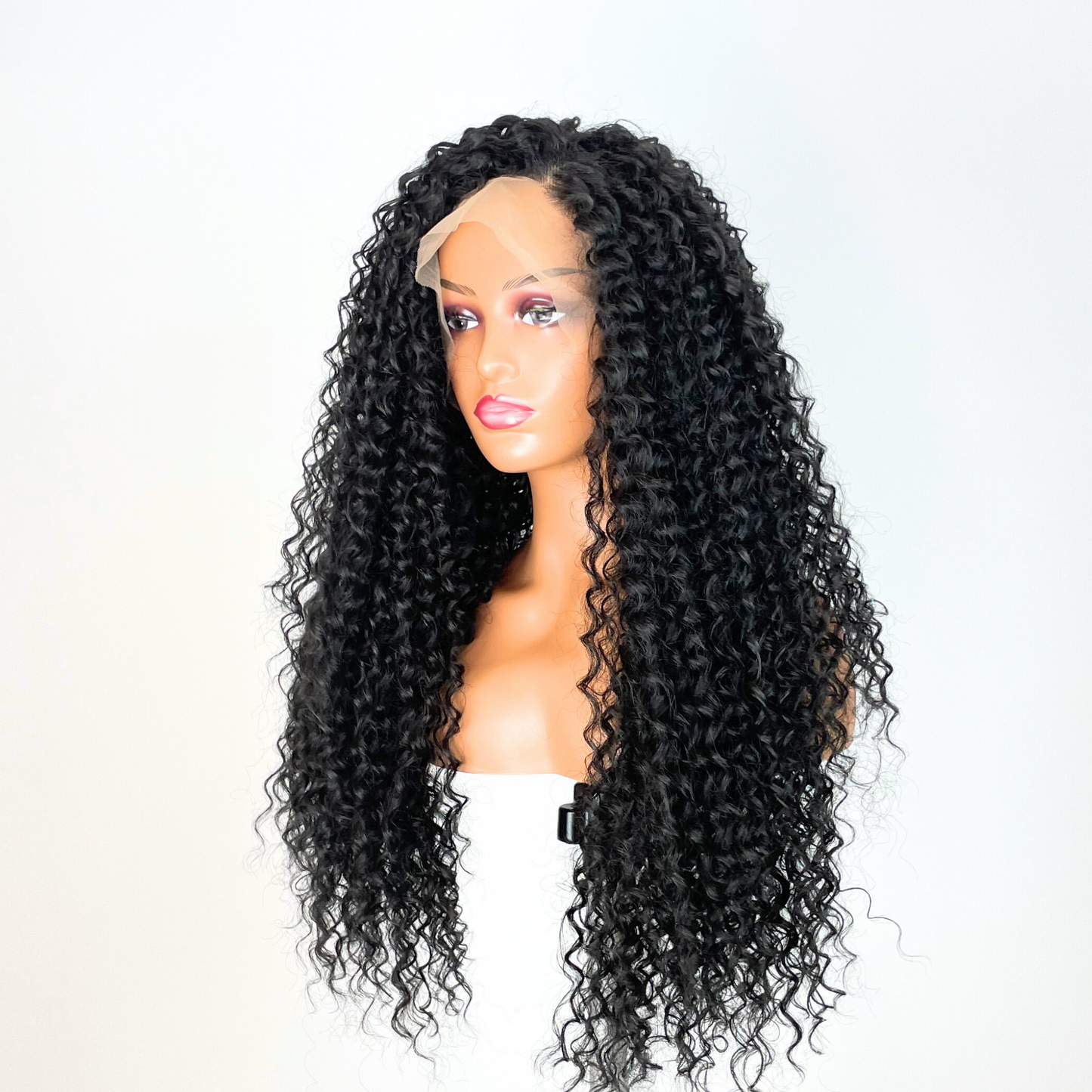 S3 - Peluca seminatural rizado con frontal 13x4 transparente