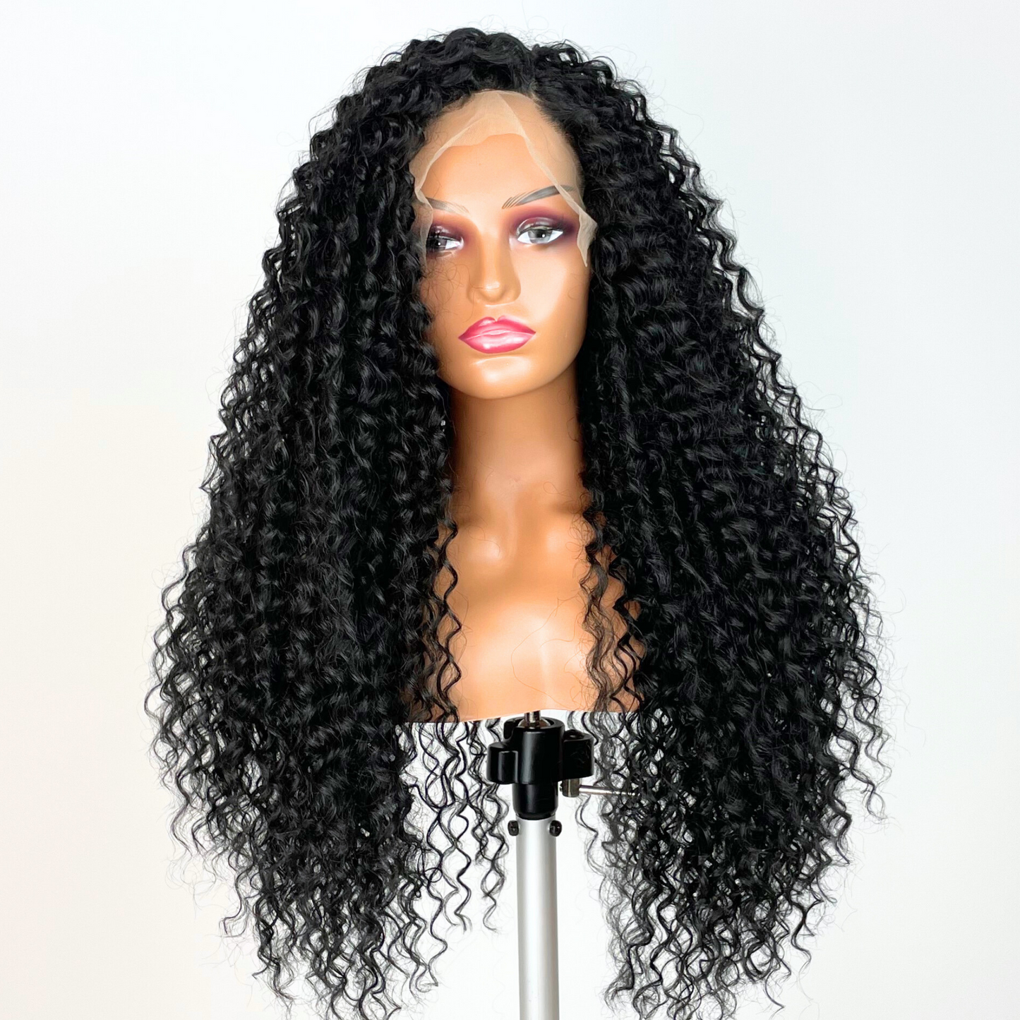 S3 - Peluca seminatural rizado con frontal 13x4 transparente