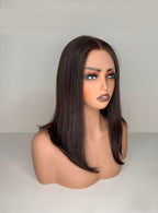 Peluca de Pelo Europeo — Castaño Oscuro