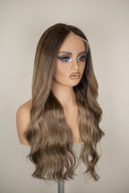 Peluca fibras castaña